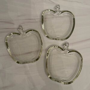 Hazel Atlas Glass Company apple-shaped trinket dishes, set of three